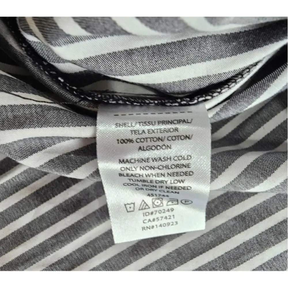 Loft Blouse Square-Neck Striped Puff Sleeve, Black & White, New w tags, Sz S